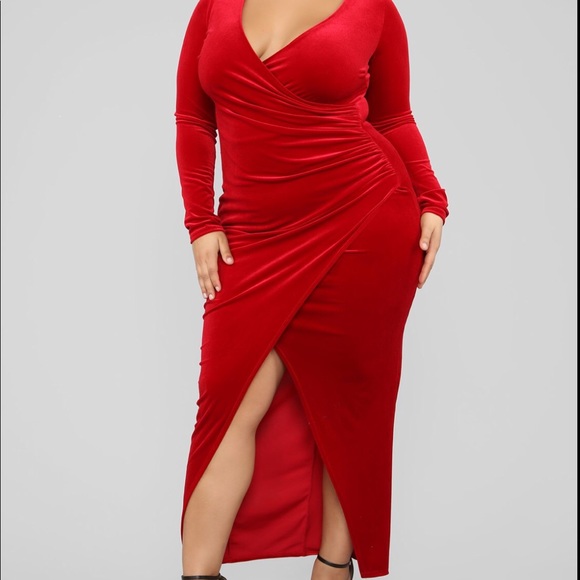 red velvet maxi dress